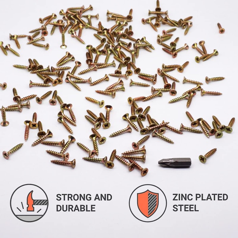 (Pack of 100) Yellow Zinc Plated Steel 3.5 x 20mm