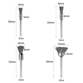 HAFRILY Pack of 20 1/8 inch (3 mm) wire brush drill for drill wire brush 4 sizes wire brush small for grinding removal of rust paint and stains