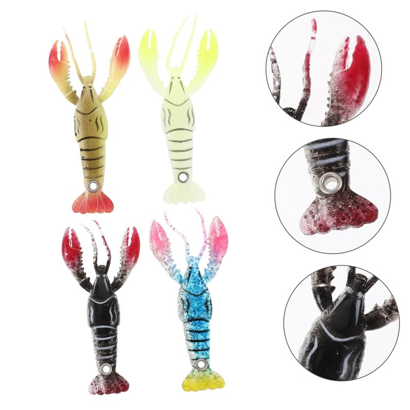 BIUDECO Fishing Baits Set 4pcs Artificial Lobster Fake Fish Bait