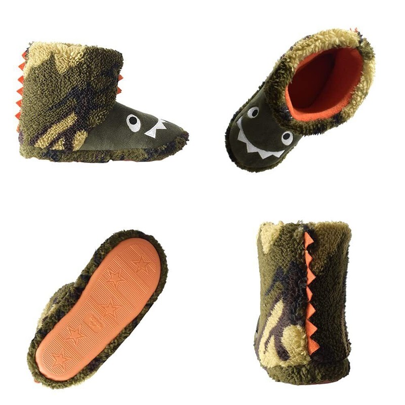 Totes Kid's Boot Slippers, Dinosaur 11-12