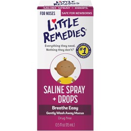 Little Remedies Little Remedies Saline Spray/Drops | for Noses to Breathe Easily | Gently Wash Away Mucus | Newborn Safe 0.5 Fl Oz (Pack of 2)