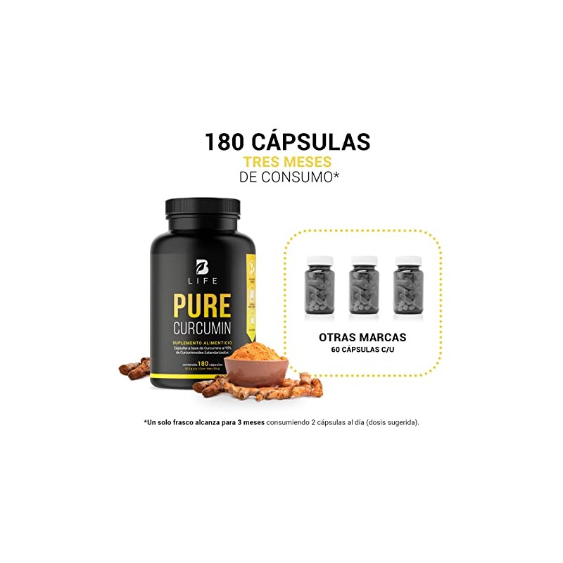 B Life Curcumina Pura de 180 cápsulas