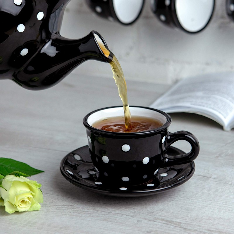 City to Cottage Handmade Black and White Polka Dot Ceramic