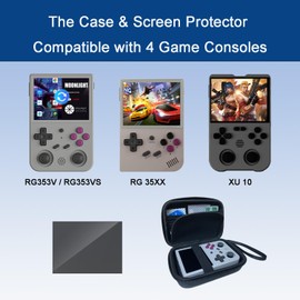 Xmaspanda Carrying Case with Screen Protector for RG353V / XU10 / RG35XX / RG353VS / R36S Handheld Game Console, RG353V / RG35XX Portable Game Console Storage Case, Retro Game Console Carrying Bag