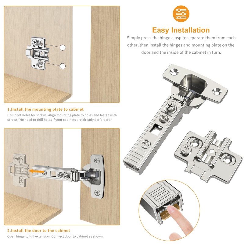 Chibery 20 Pack Frameless Full Overlay Soft Close Concealed European