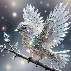 GXGLLPZBY 5D Diamond Painting for Beginners Adults, DIY Hummingbird Diamond Art Kits, Round Full Drill White Bird Paint by Diamonds Dot Gem Art Kits, Home Wall Decor 13.78x13.78in