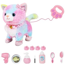 Lotvic Toy Cat for Children, Interactive Plush Toy Cat with Walking, Barking, Tail Wagging, Cat Toy Children, Electronic Cat Pet, for 2 3 4 5 Years Old