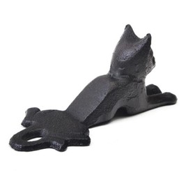 STOBOK Cast Iron Cat Shape Door Stopper Heavy Duty Wedge Design Portable Doorstops for Home Office School Black with Decorative Holders Anti-Slip Base