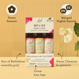 Bach Original Flower Remedies, Hope & Joy Kit, For Comfort & Optimism (Non-Alcohol Formula), Natural Homeopathic Flower Essence, Vegan, 3 x 10mL Droppers