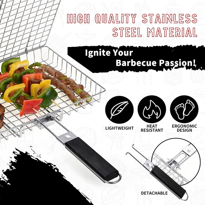 Portable Grill Baskets WINHONW Bbq net BBQ Grilling Basket veggie