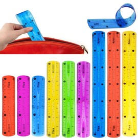 9 Piece Flexible Ruler Set Ruler Flexible Soft Ruler Plastic Flat Ruler Bendable Ruler Metric Straight for Children & Adults Students School Classroom Office