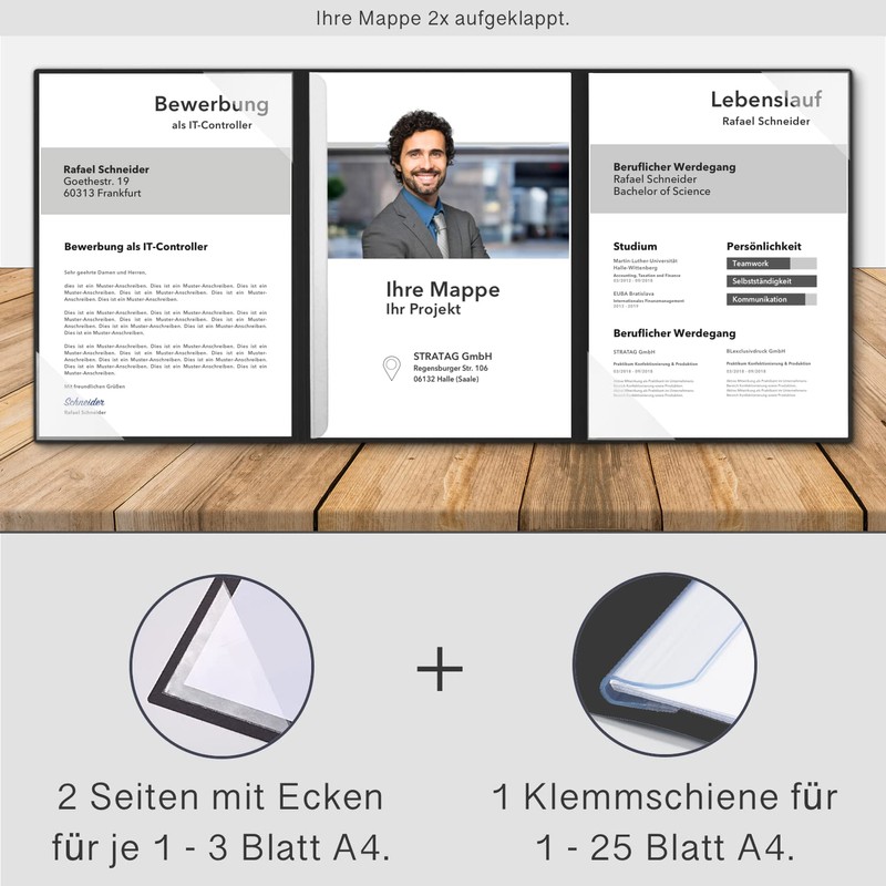 Pack of 5 3-Part CV Folders Genuine Grade A Exclusivdruck