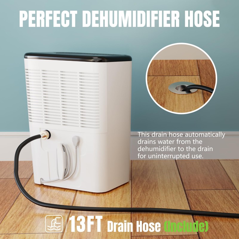 13FT Dehumidifier Drain Hose 3/4" FHT,Leakproof Dehumidifier Hose with Rustproof