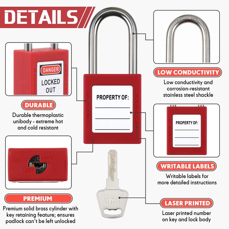 Landhoow 36 Set Lockout Tagout Locks and Keys Kit Loto