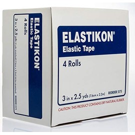 Johnson & Johnson Elastikon Elastic Tape, 3" x 2.5 Yards, (3" x 5 Yards Stretched), Reliable Compression for Support of Sprains, Strains, and Muscle Injuries, Case of 4 Rolls