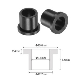 uxcell 4pcs Flanged Sleeve Bearings Plastic Bushings 9.6mm Bore x 12.7mm OD x 13.4mm Length Nylon Bushings, Black