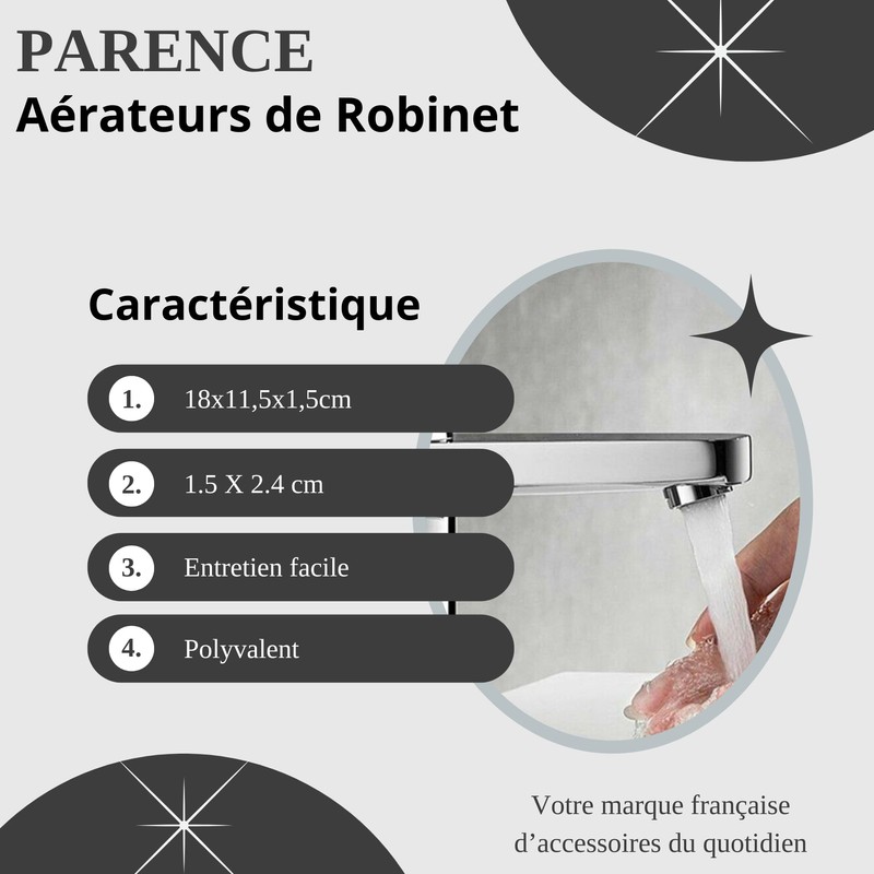 PARENCE. - Set of 2 Chrome Stainless Steel Faucet Aerators