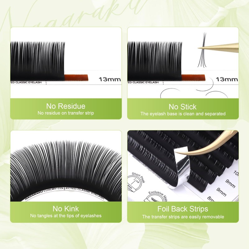 NAGARAKU Individual Eyelash Extensions, Luxury Collected Classic Single Lashes Upgraded