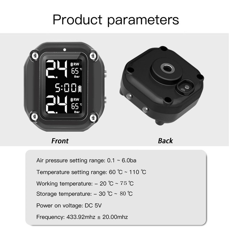 Universal Motorcycle TPMS Tire Pressure Monitoring System with 2 External