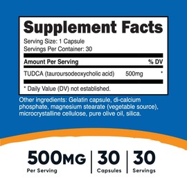 Nutricost Nutricost Tudca 500mg, 30 Capsules (Tauroursodeoxycholic Acid) - Premium Quality, Gluten Free