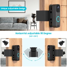 QENSPE Anti Theft Doorbell Mount for Blink, No Drill, Adjustable 45 to 135 Degree Doorbell Camera Angle Mount for Blink, Video Doorbell Bracket Mount for Apartment, No Rust, Not Block Sensor (Black)