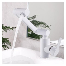 HHJGURBEN 360 Free Rotation Sink Faucet Taps Body Stainless Steel White and Gold Color Single Handle Mixer Water Cold & Hot for Bathroom(Color:White Color)