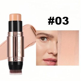Contour Stick - Lápiz de maquillaje con brocha para modelar la cara, suave, mate, impermeable, de larga duración, color 03
