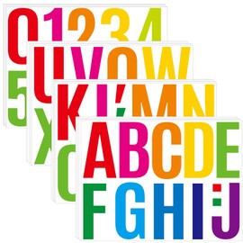 20 Sheets Alphabet Stickers 4 in Letter and Numbers Stickers 220PCS Vinyl Self Adhesive Stickers for Mailbox,Window,Door,Cars,Homes,Poster Board,Bulletin Board, Address Numbers(4In,Multicolor)