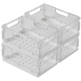 Rosenstein & Söhne Folding Box Set: Set of 16 Foldable Fridge Organisers, Transparent, 22.5 x 15 x 9 cm (Food Storage Box, Organization Boxes)