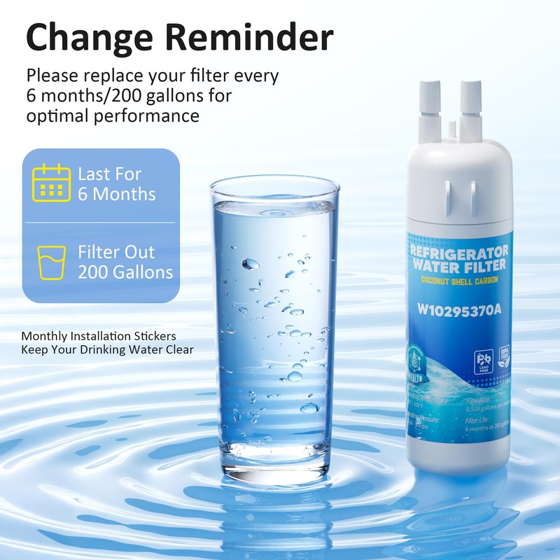 W10295370A WRS588FIHZ04 WRS325SDHZ WRS325SDHZ13 Water Filter Replacement for Whirlpool WRS321SDHZ13