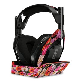 MightySkins Carbon Fiber Skin Compatible with Astro A50 Wireless Headphones + Base Station (Gen 4) - Watered Flowers | Protective, Durable Textured Carbon Fiber Finish | Easy to Apply