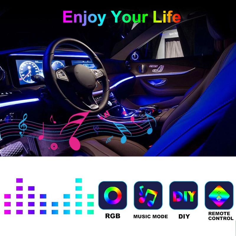 USB_Car LED Ambient Dashboard Lights RGB Interior App Remote Control
