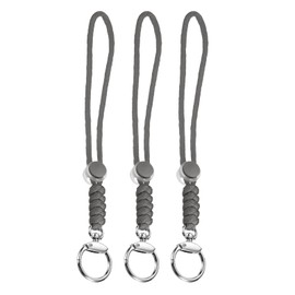 LUMLLSAJI Paracord Lanyards - 3 Pcs Braided Necklace Key Chains Straps with Clasp Adjustable Length for ID Badges Holders Keys Wallets - 9 Inches - Gray