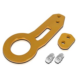 Spec-D Tuning Aluminum Billet Style Rear Tow Hook Gold Anodized Racing Towing Set