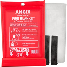 ANGIX Emergency Fire Blanket - 1 Pack - Fire Suppression Blanket for Kitchen, 40” x 40” Fire Safety Blanket for Home, Fiberglass Fire Blankets