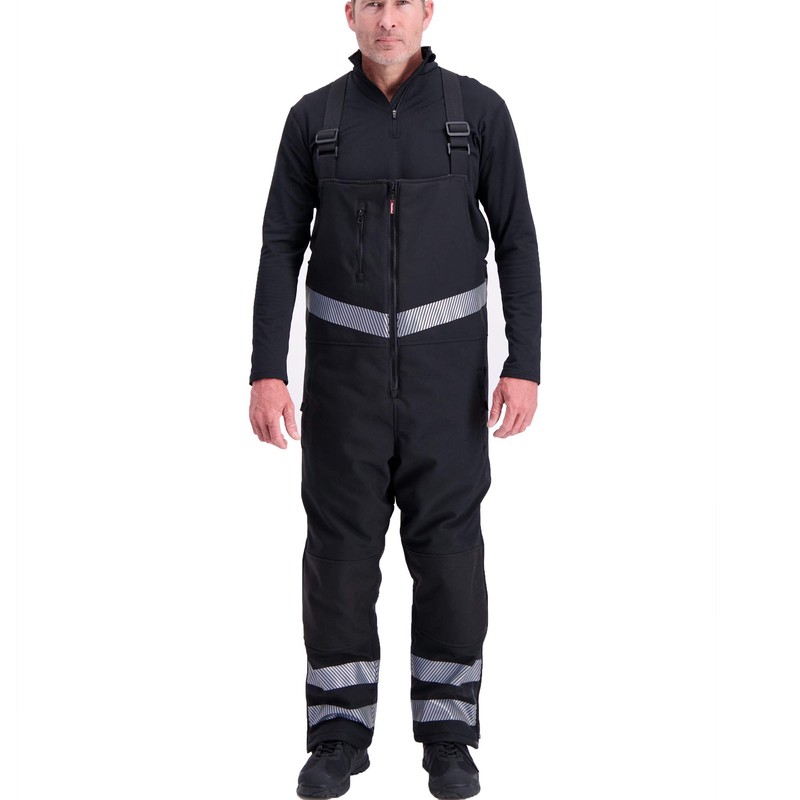 RefrigiWear Insulated Softshell Enhanced Visibility Bib Overalls for Men Work