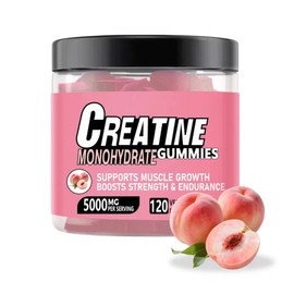 Peach flavor creatine monohydrate gummies, 120 pieces, 5000 mg per serving, 3 pieces, 120 tablets / 복숭아맛 크레아틴 모노하이드레이트 구미 120개 1회5000mg, 3개, 120정