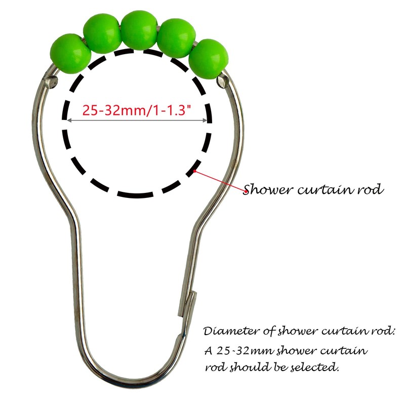 Shower Curtain Hooks Rings Stainless Steel Acrylic Roller Ball Glide
