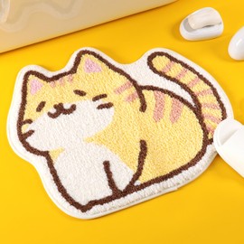 Cat Bathroom Rug Animal Bath Mat, Non-Slip Soft Shower Rug Microfiber Cute Bath Rug for Kids, Water Absorbent Thick Shaggy Floor Mats for Bedroom, Kitchen, Home Decor, 20" x 24"
