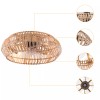Rattan Caged Flush Mount Ceiling Fans with Lights and Remote