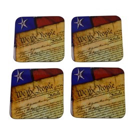 US Constitution Flag Drink Coaster Set Gift United States of America Military Veteran Home Kitchen Bar Barware