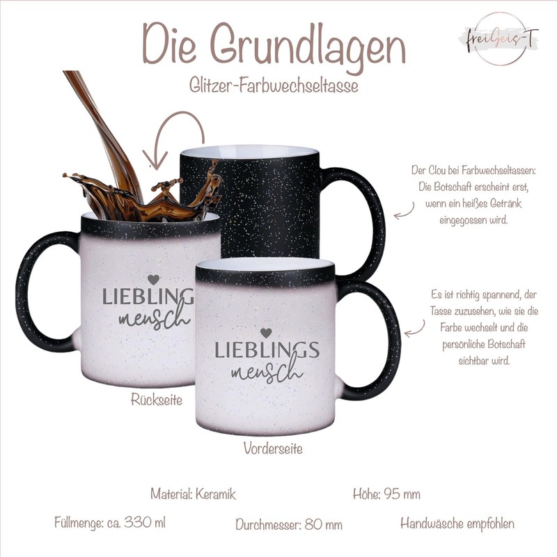 Zaubertasse Lieblingsmensch - Farbwechseltasse mit Glitzerpartikeln - perfektes Geschenk