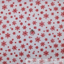 Quilting Treasures BonEful Fabric FQ Cotton Quit White Red Winter Snowflake Xmas Small US Face Mask