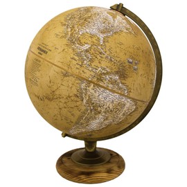 Replogle Morgan – Designer Series Globe, Old World Style Globe, Raised Relief, Charred Hardwood Base, Antique brass plated Semi-Meridian, Velvety texture ball (12"/30 cm diameter)