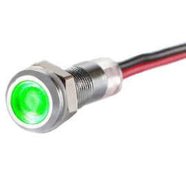 LED Indicator Light - 6 mm - V2A Stainless Steel - AC/DC 6V-24V - Dust and Waterproof IP67 - Green