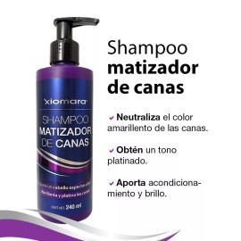 Xiomara 1X Xiomara Abrillanta Platina Canas Shampoo Matizador Gray Hair Toning Pack