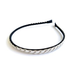 pale Gold faux leather thin skinny narrow 1/4 inch wide braided headband braid hair accessory