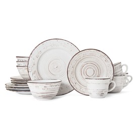 Pfaltzgraff Pfaltzgraff Trellis White 16-Piece Dinnerware Set, Service for 4, Distressed White