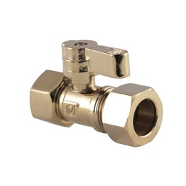 Kingston Brass KF4515PB 1/2-Inch IPS X 5/8-Inch OD Comp Straight Valve, Polished Brass