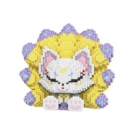 HONLANCH Animal Yellow Nine Tailed Fox Micro Building Blocks Set（7100PCS 25cm High Series） Gift for Adults and Kids